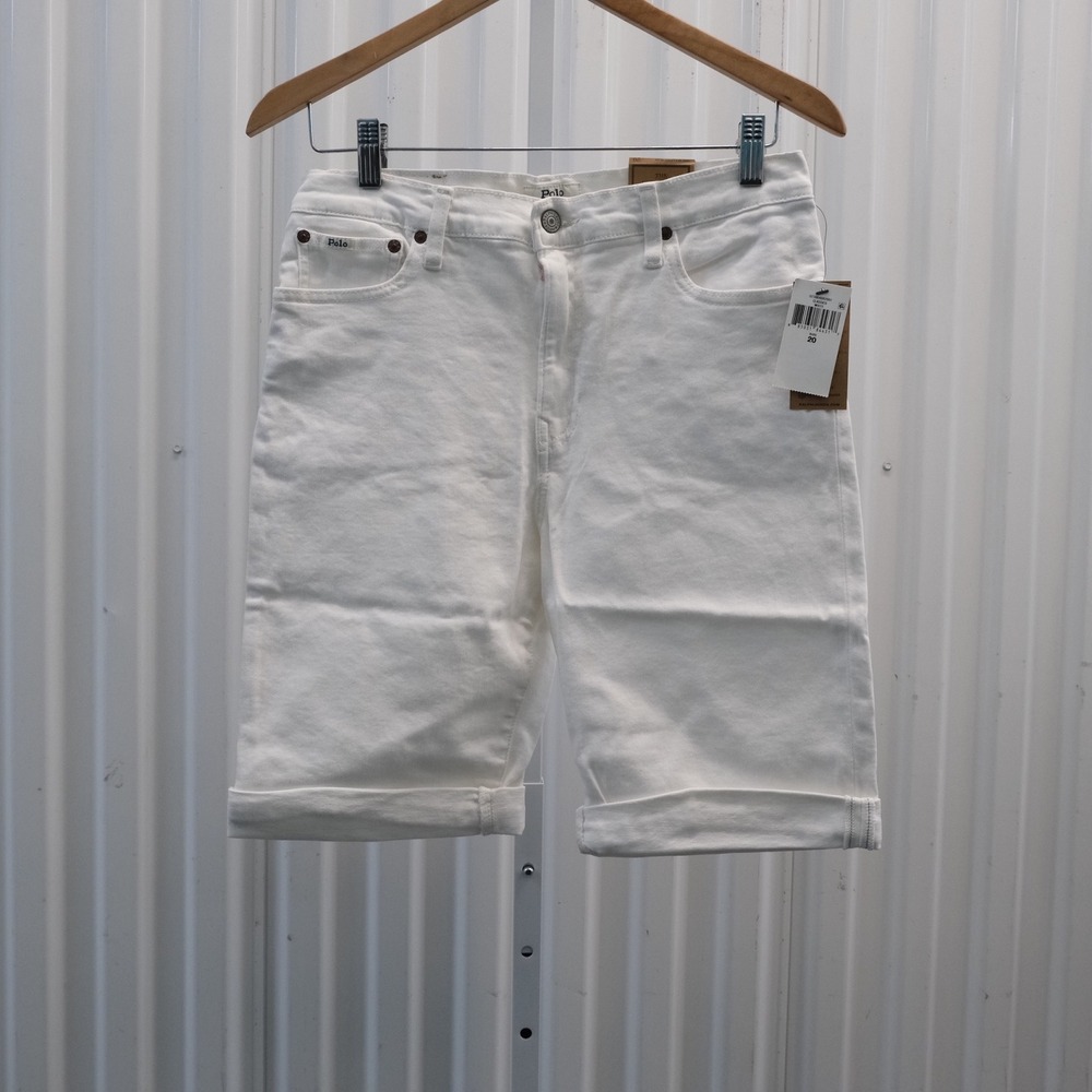 Polo Ralph Lauren Sullivan Slim Denim Shorts Kids Size 20 White NWT